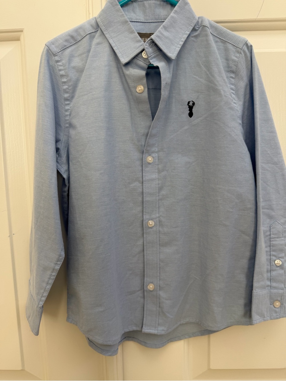 next Light Blue Boys' Button-Down Shirt with Navy Embroidered Logo